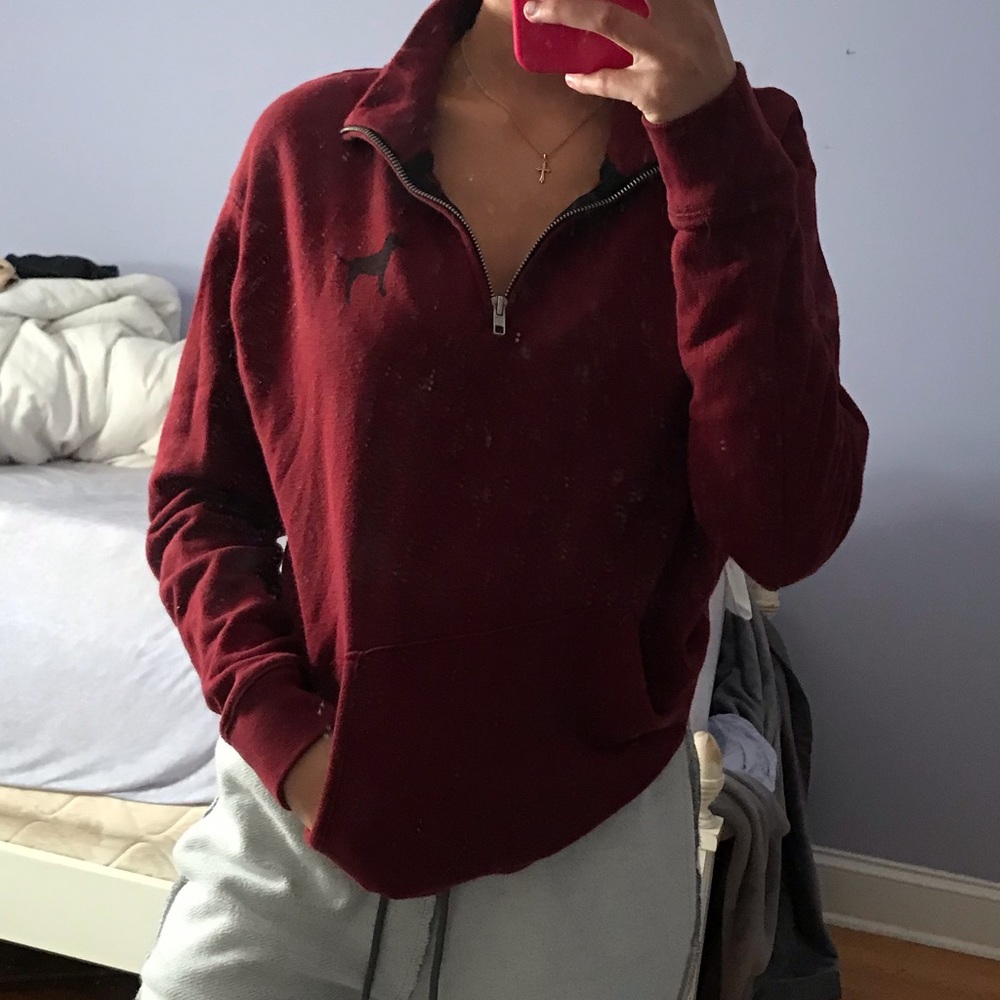 Pink maroon half zip